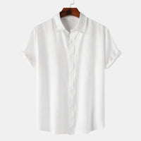 Teenagers Solid Color Short-sleeved Lapel Shirt Top