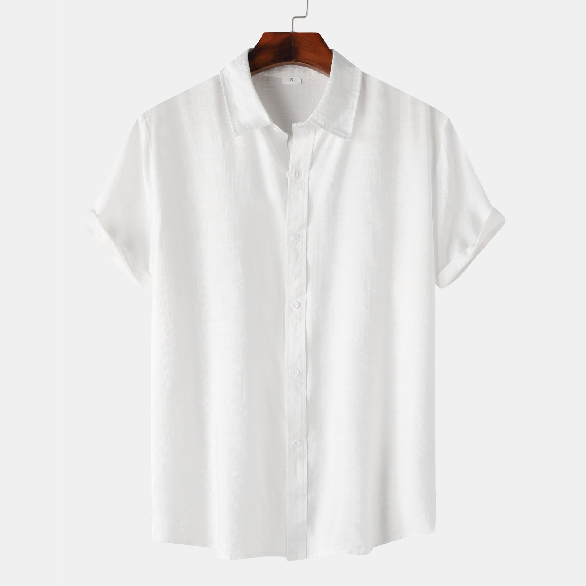 Teenagers Solid Color Short-sleeved Lapel Shirt Top