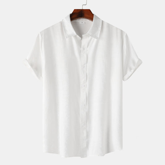 Teenagers Solid Color Short-sleeved Lapel Shirt Top