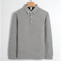 Fleece-lined Thickened Cotton Stretch Keep Warm Polo Shirt Men