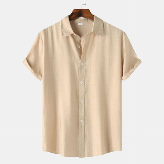 Teenagers Solid Color Short-sleeved Lapel Shirt Top