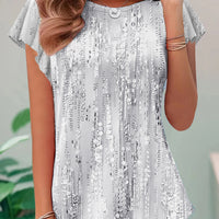 Casual And Sweet Commuter Round Neck Flying Sleeves Short Sleeve
