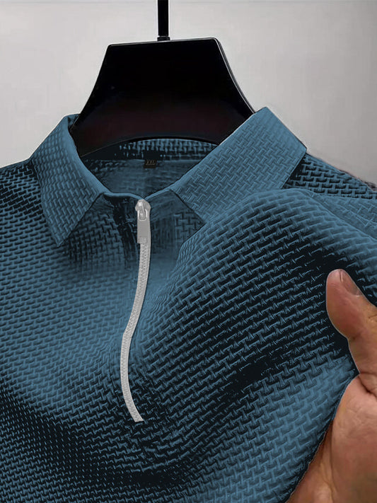 High-end Mesh Ice Silk T-shirt Half Zipper