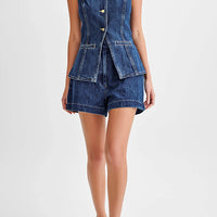 Denim Fashion Casual Sleeveless Women's Suit