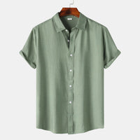 Teenagers Solid Color Short-sleeved Lapel Shirt Top