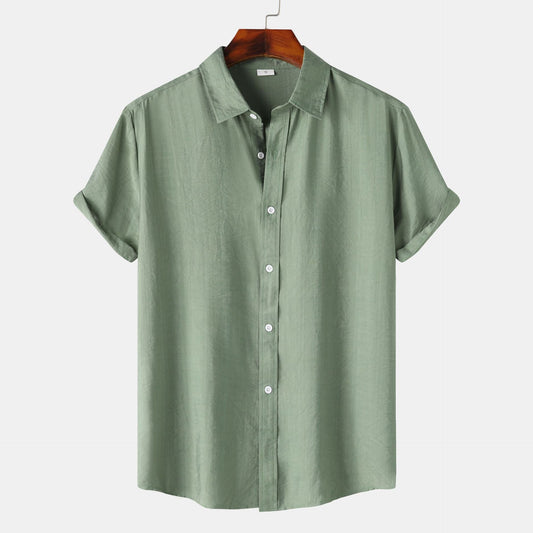 Teenagers Solid Color Short-sleeved Lapel Shirt Top