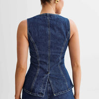 Denim Fashion Casual Sleeveless Women's Suit
