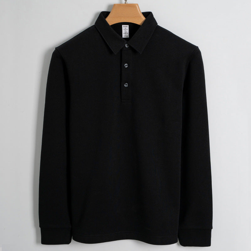 Fleece-lined Thickened Cotton Stretch Keep Warm Polo Shirt Men