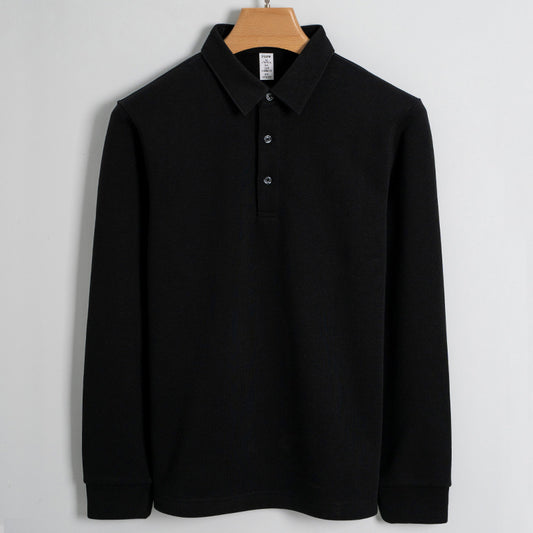 Fleece-lined Thickened Cotton Stretch Keep Warm Polo Shirt Men