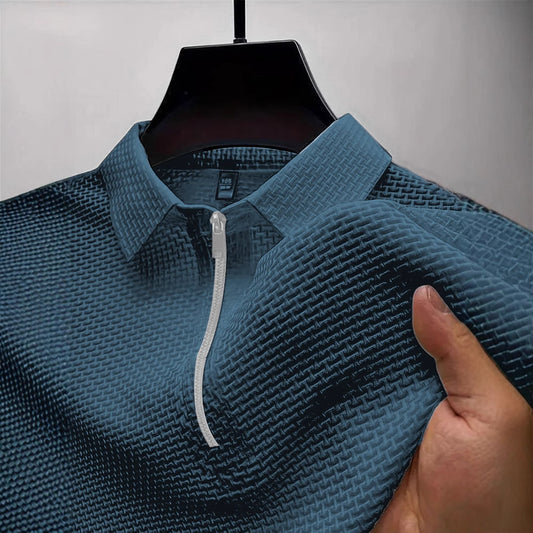 High-end Mesh Ice Silk T-shirt Half Zipper