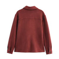 Elegant Single-breasted Lapel Double Pocket Long Sleeve Coat