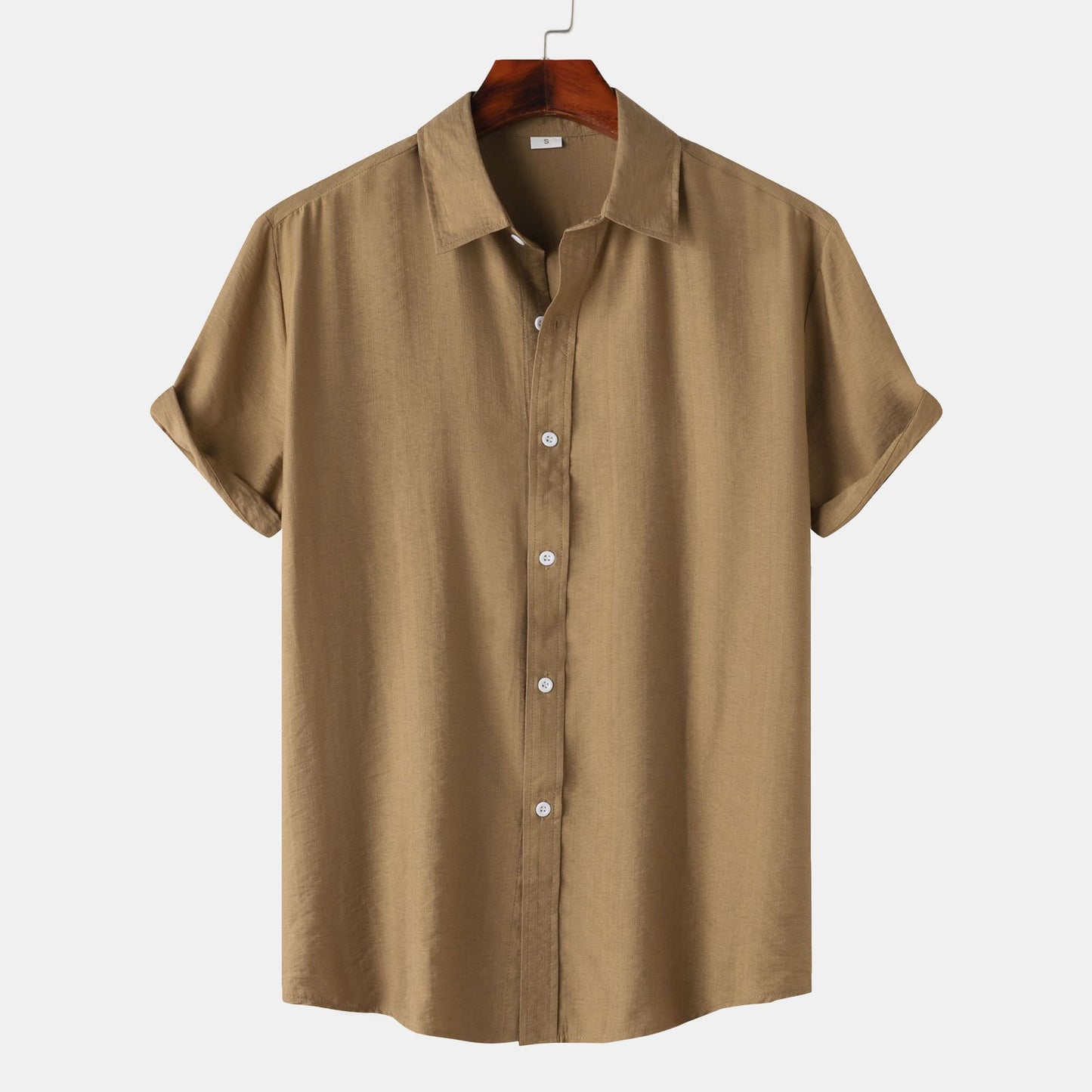 Teenagers Solid Color Short-sleeved Lapel Shirt Top