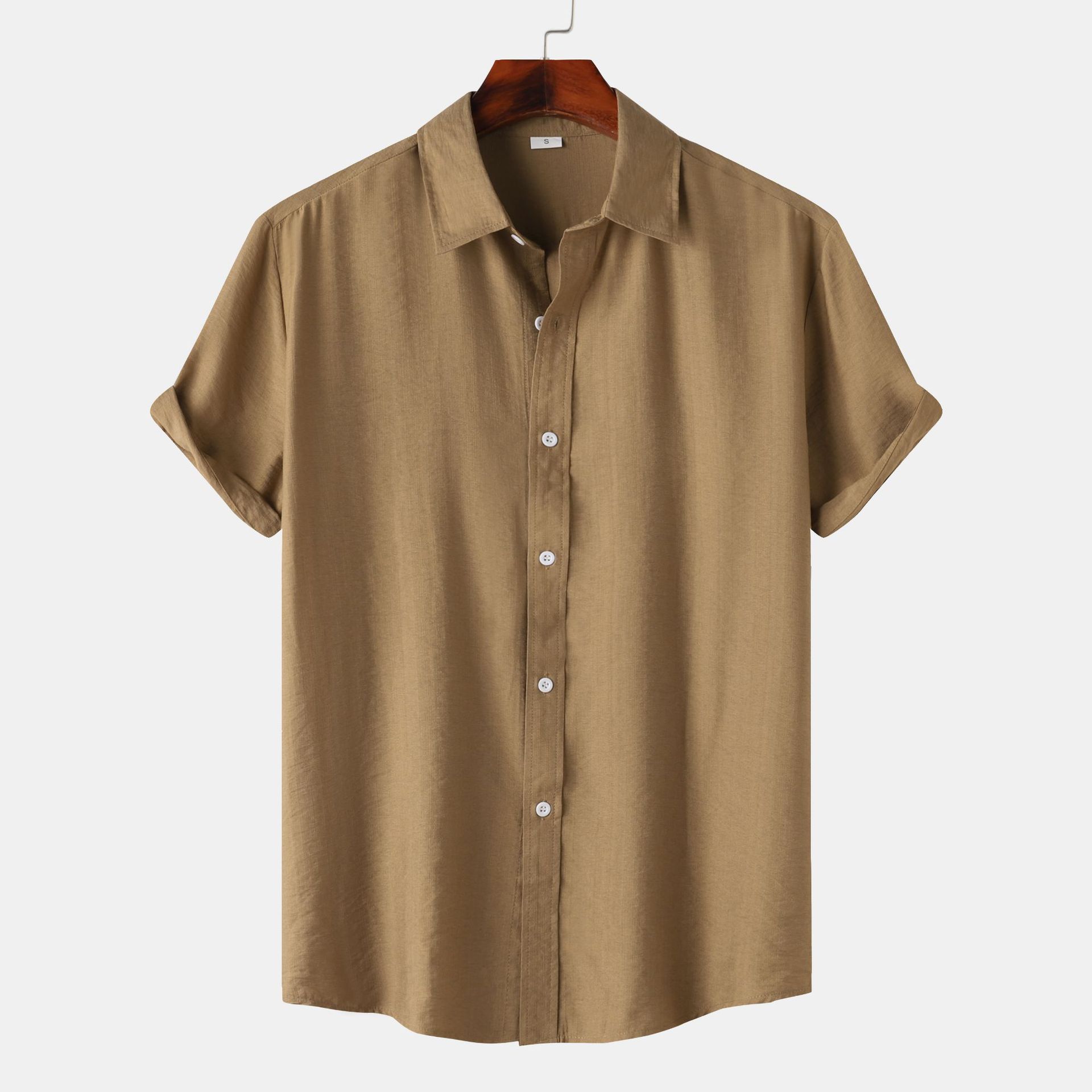 Teenagers Solid Color Short-sleeved Lapel Shirt Top